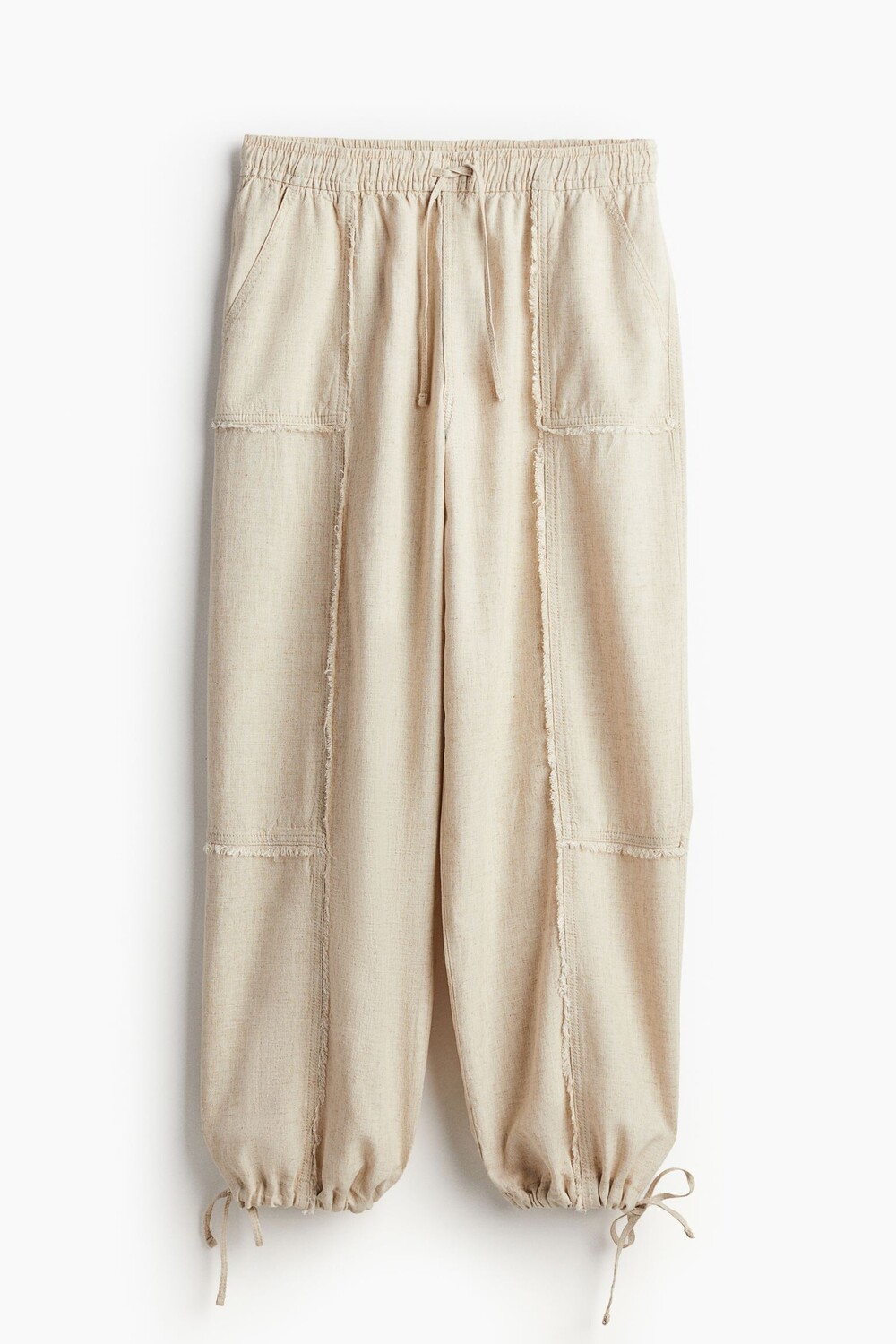 

Брюки H&M Linen-blend Parachute, светло-бежевый