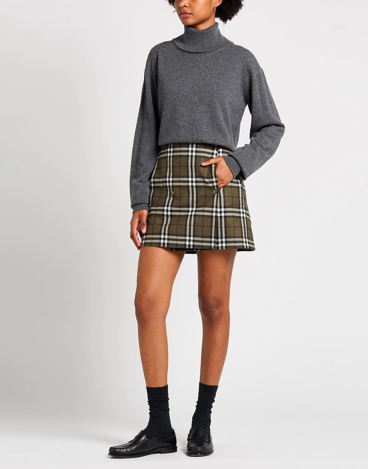 Женская юбка-запах шерстяная Burberry, темно-зеленый — фото 2