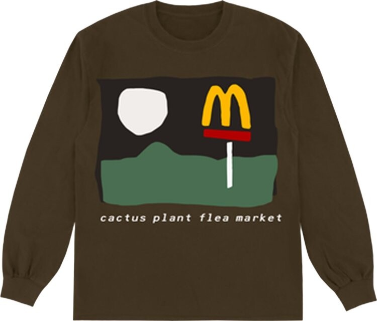 

Лонгслив Cactus Plant Flea Market x McDonald's 24/7 Long-Sleeve 'Clove', коричневый