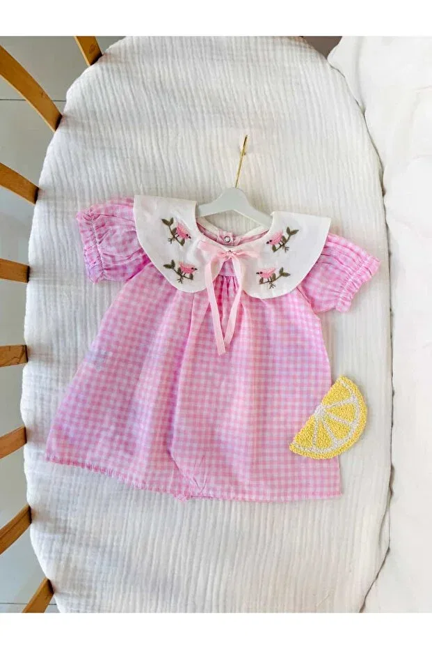 Детское платье для девочек с вышивкой Birdy embroidery Nunu Baby, Pink
