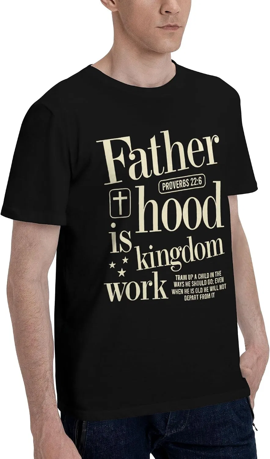 Мужская футболка с принтом Fatherhood is Kingdom Work Cross, Fatherhood Is Kingdom Work Cross — фото 2