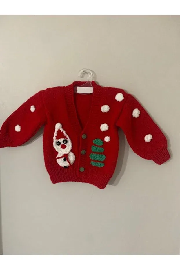 Детский кардиган для девочек вязаный New Year's Eve Glam El Örgüsü Cici Bebe, Red — фото 2