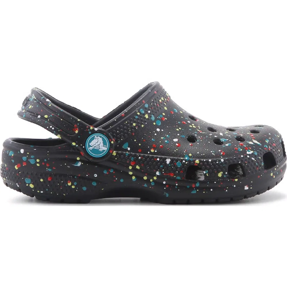 Детские классические сабо с графическим рисунком Crocs, Black Multi — фото 2