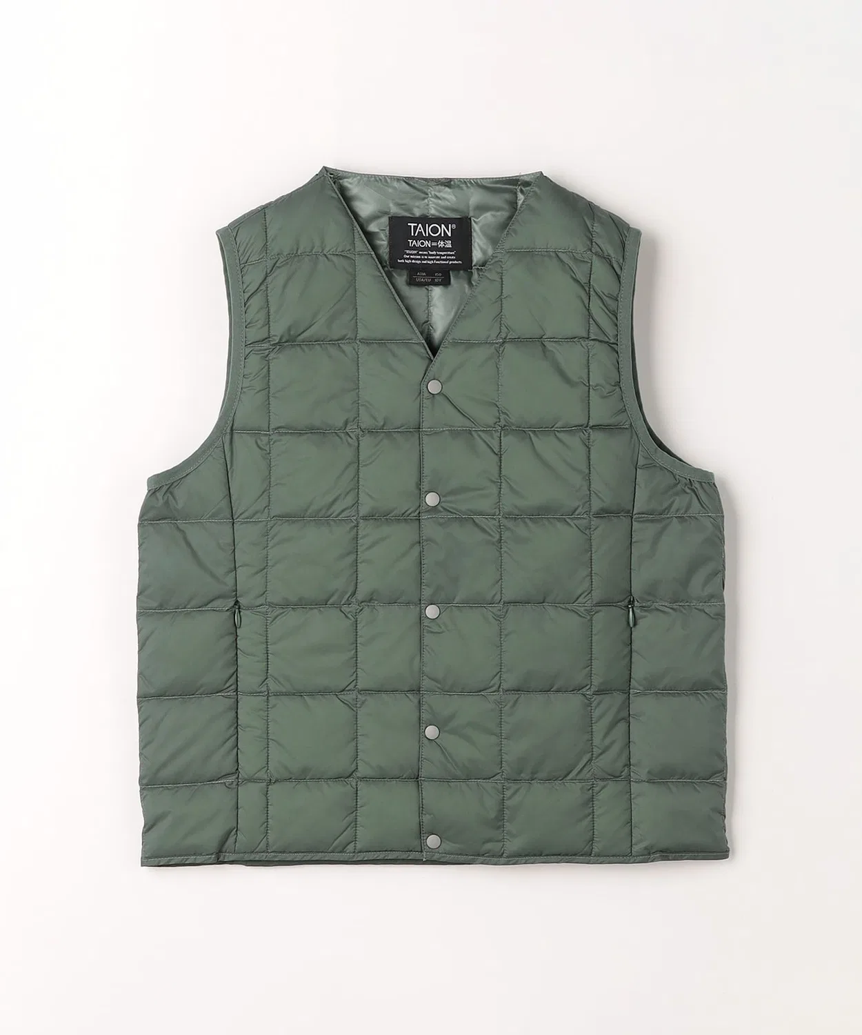 Детский жилет утепленный с V-образным вырезом TAION V-Neck Button Inner Down Vest green label relaxing, Kelly Green
