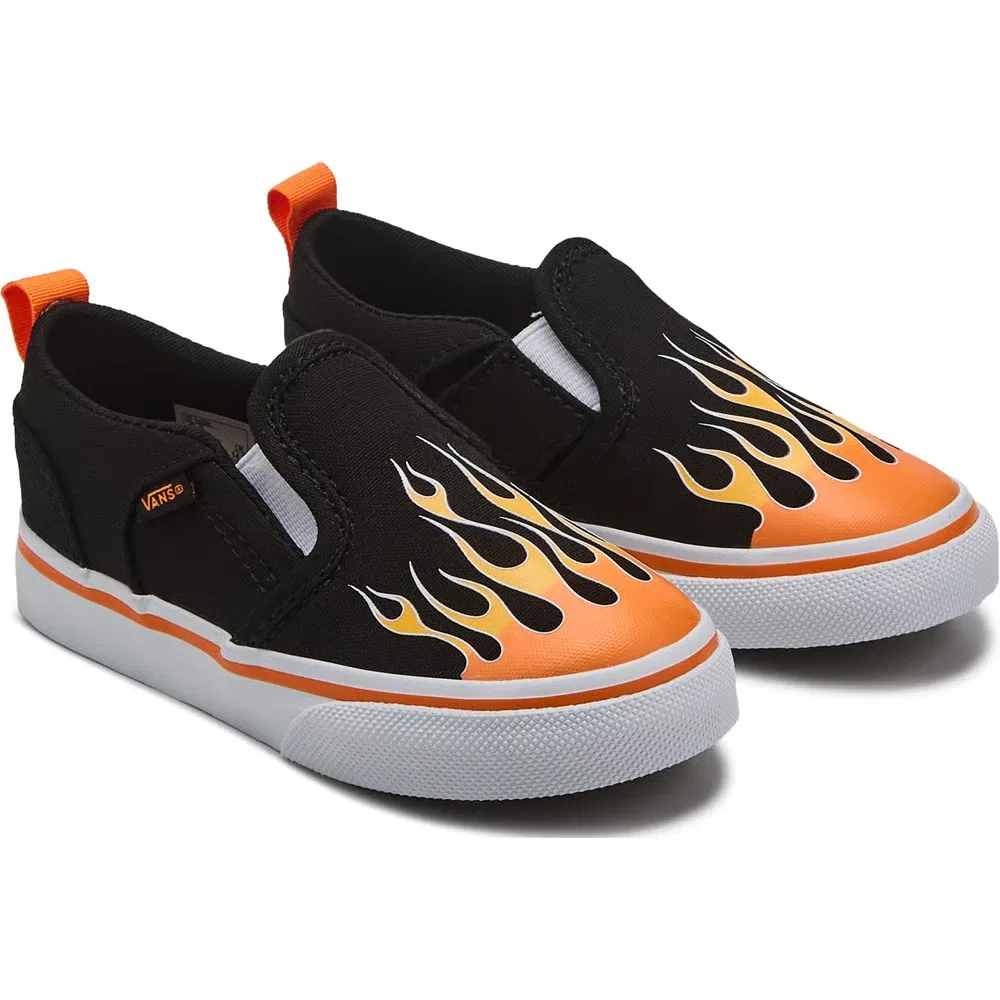 Детские слипоны Asher для малышей Vans, Black/Flame
