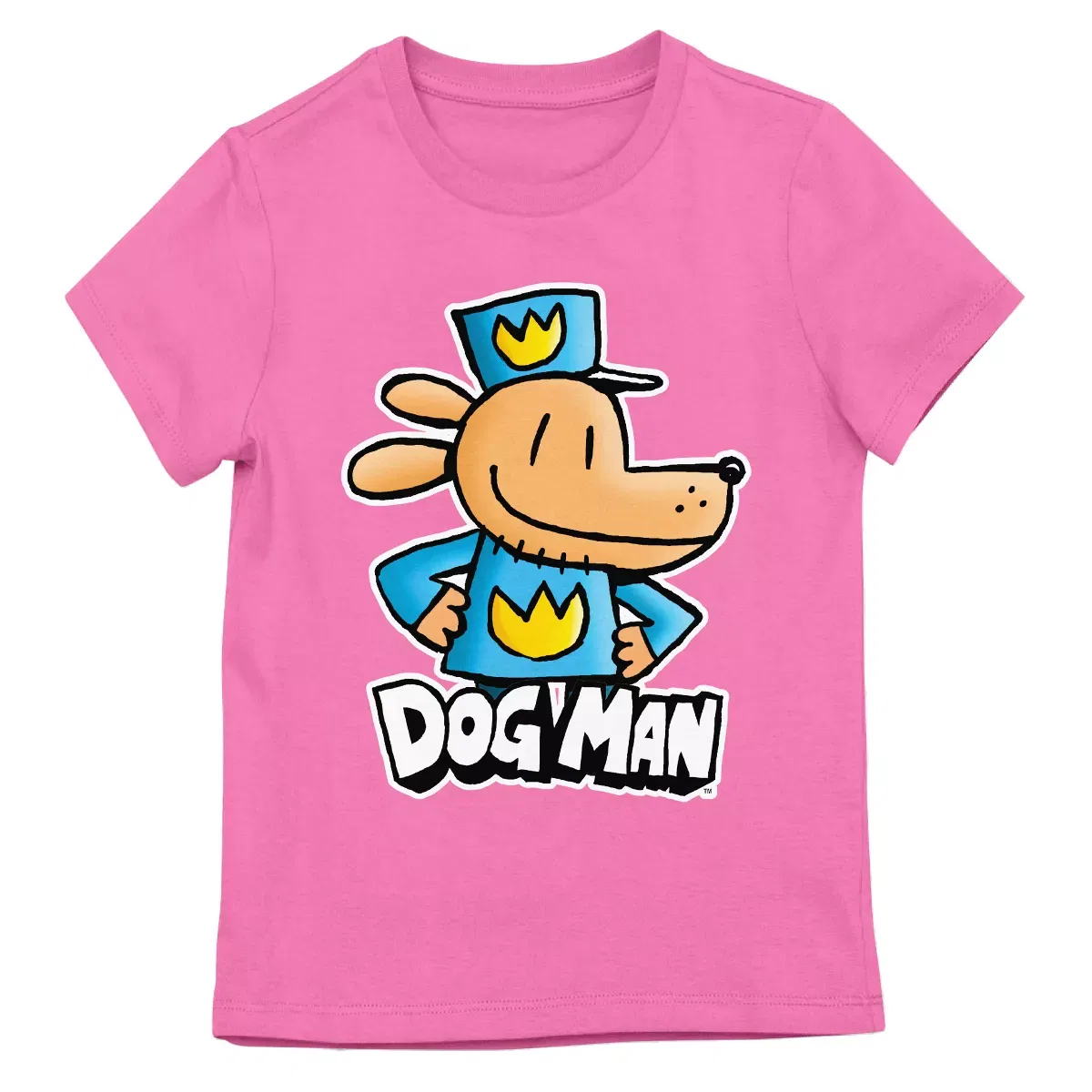 Детская футболка с коротким рукавом с принтом Dog Man, Цвет Pink