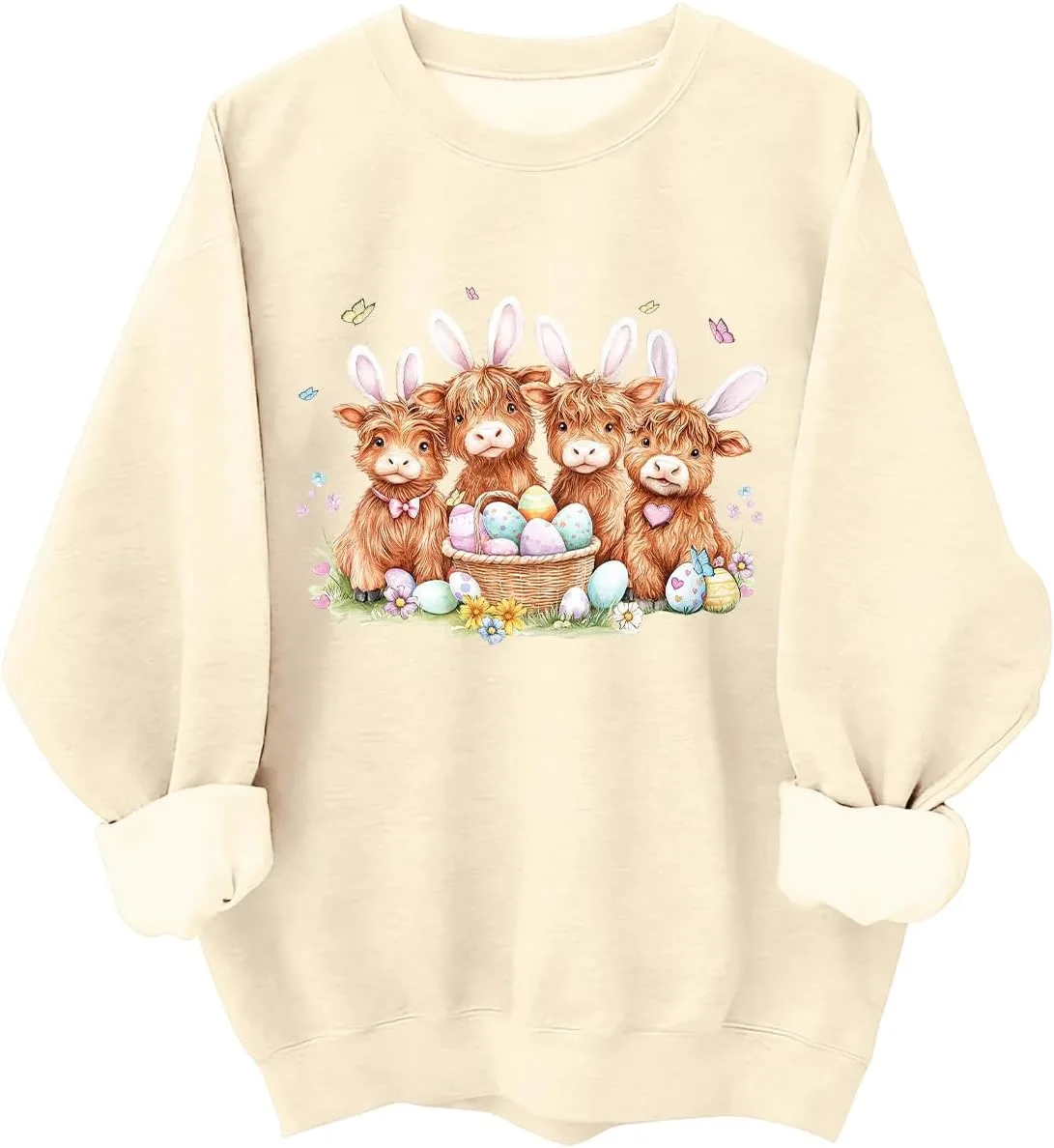 

Толстовка с капюшоном Happy Easter Highland Cow Heifer JIONOCY