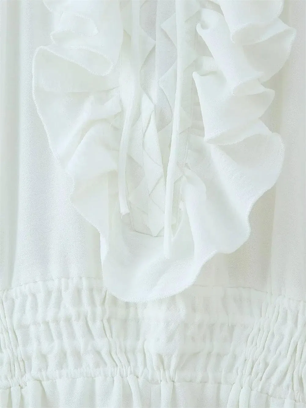 Женское свободное платье с завязкой на талии, White — фото 3