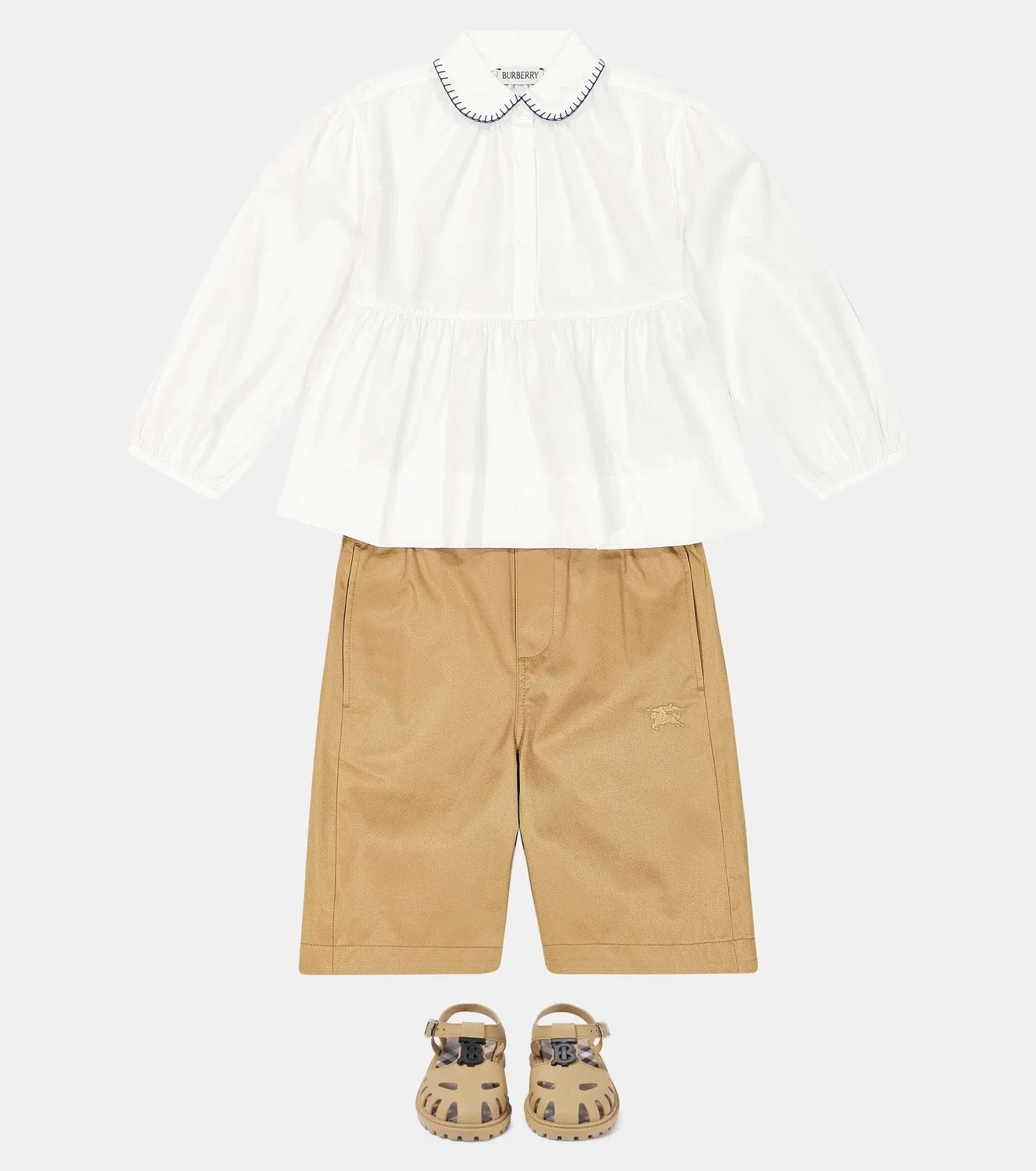 Блузка хлопковая Burberry Kids, белый — фото 2