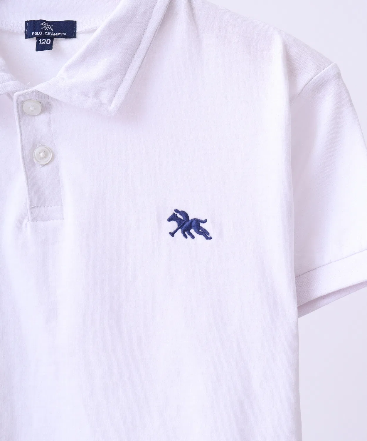 Детская хлопковая футболка-поло с вышивкой POLOCHAMPS, Heather Grey — фото 3