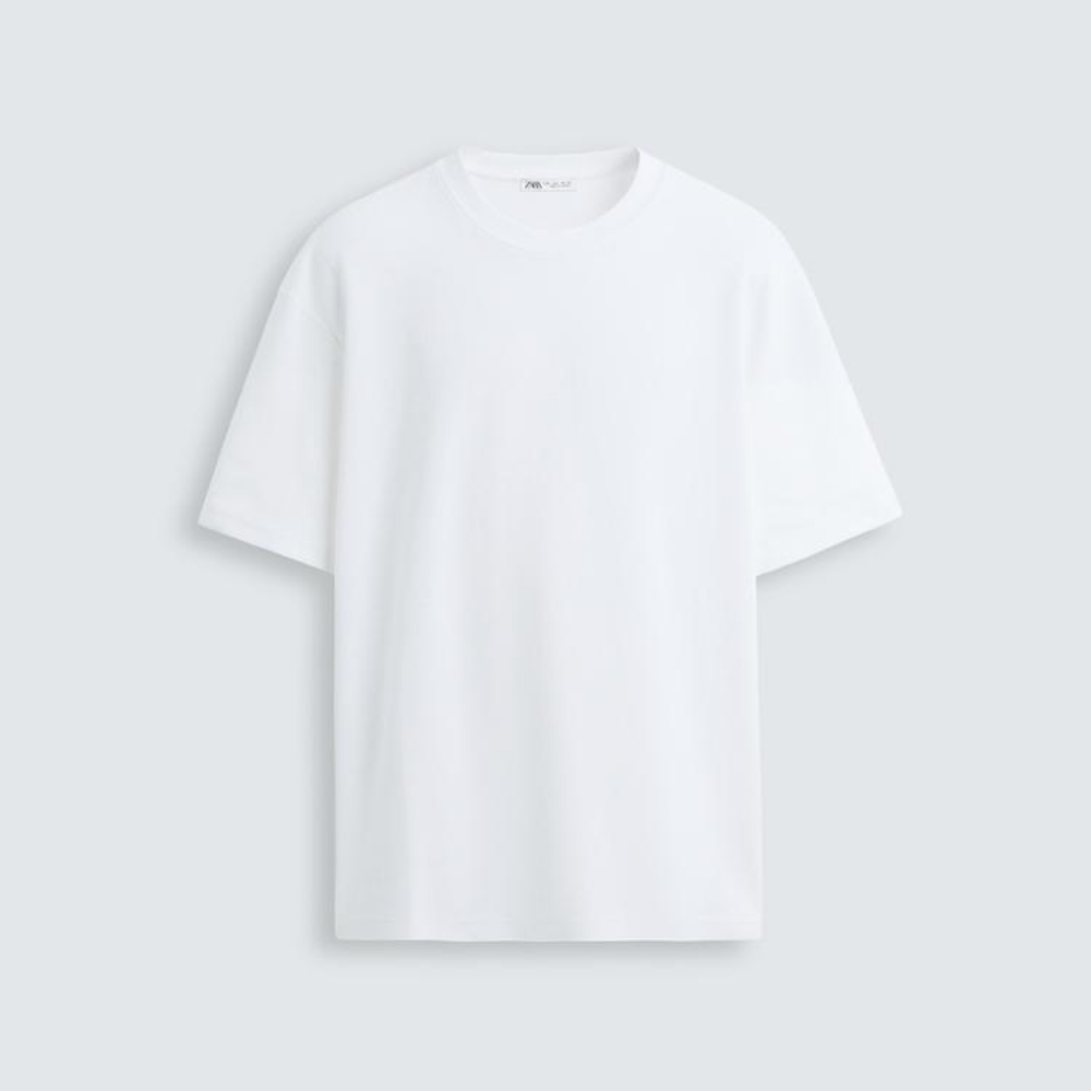 

Футболка Zara Relaxed Fit Interlock, белый