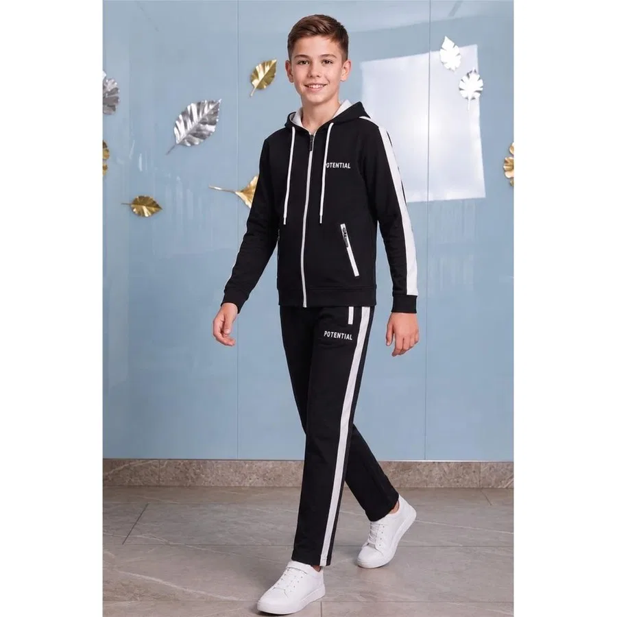 Детский спортивный костюм с капюшоном и принтом Potential Pina Kids, Синий — фото 3