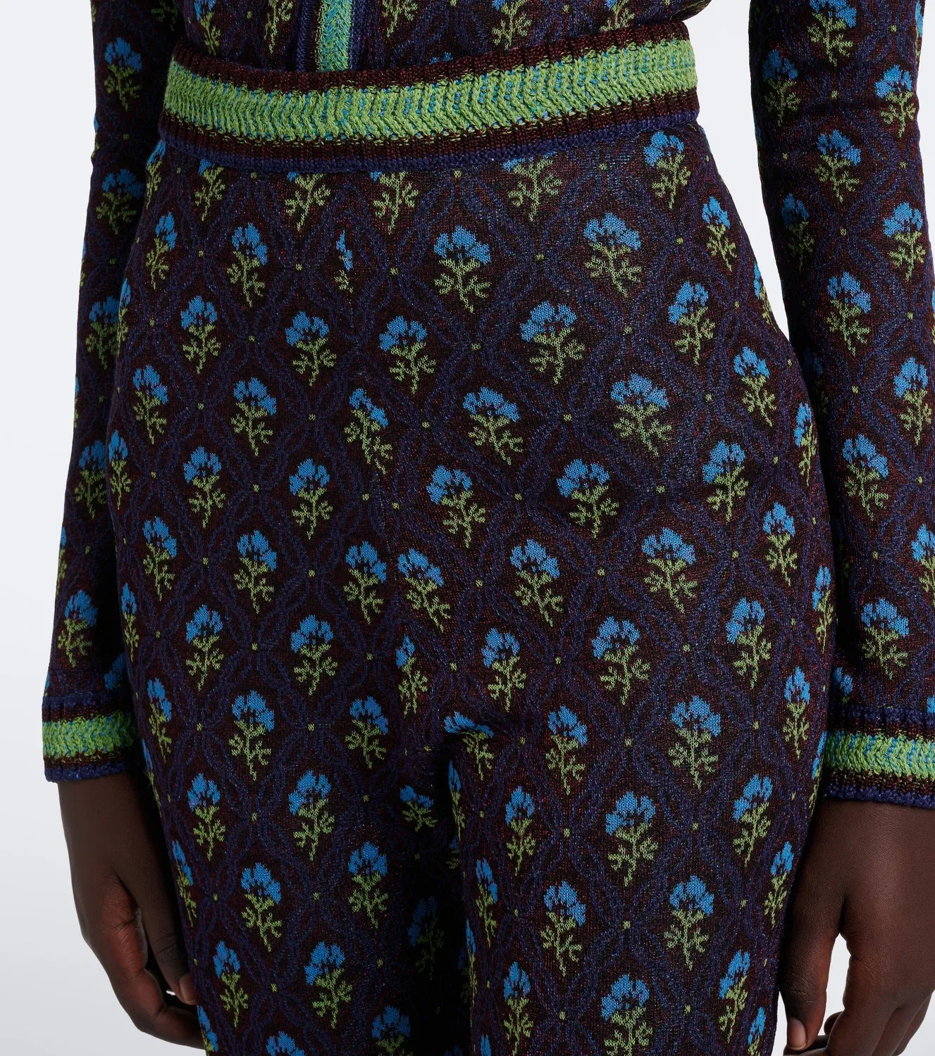 Брюки-клеш с жаккардовым узором Etro, бордовый — фото 3