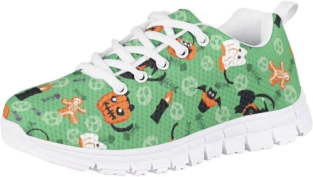 Детские кроссовки для мальчиков с дышащим верхом Pinupub, Skulls Pumpkins Green