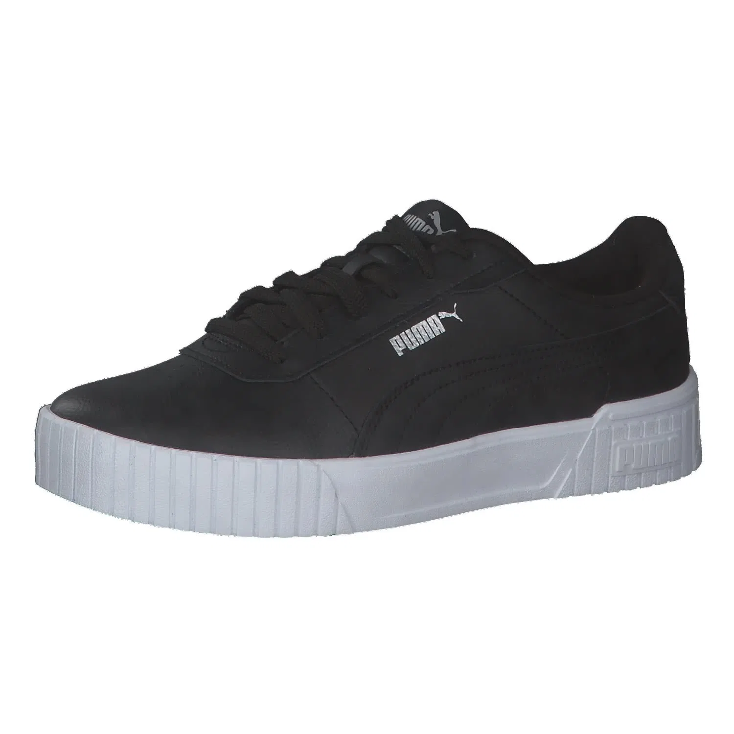 Детские кроссовки для девочек кожаные Carina 2.0 Jr PUMA, Black Puma Black Puma Silver