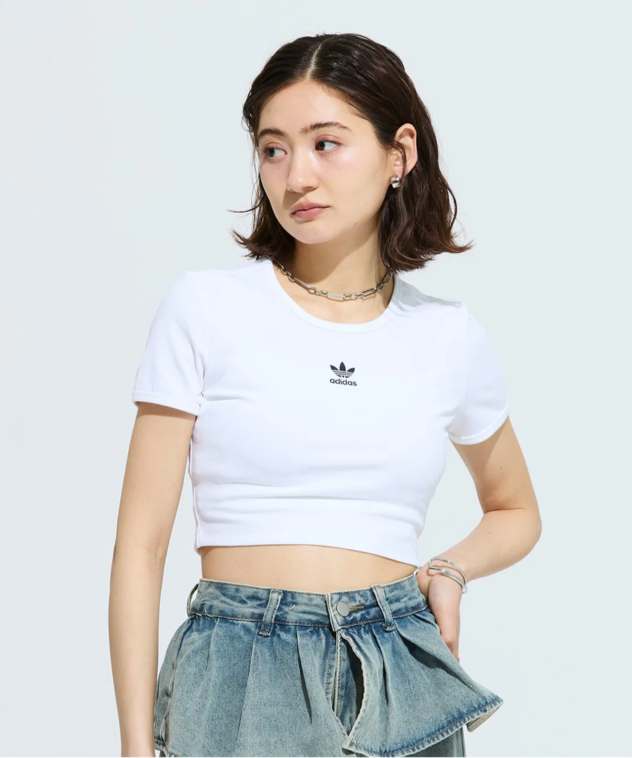 Женская футболка с коротким рукавом из риба Essential Rib Adidas Originals, White Other