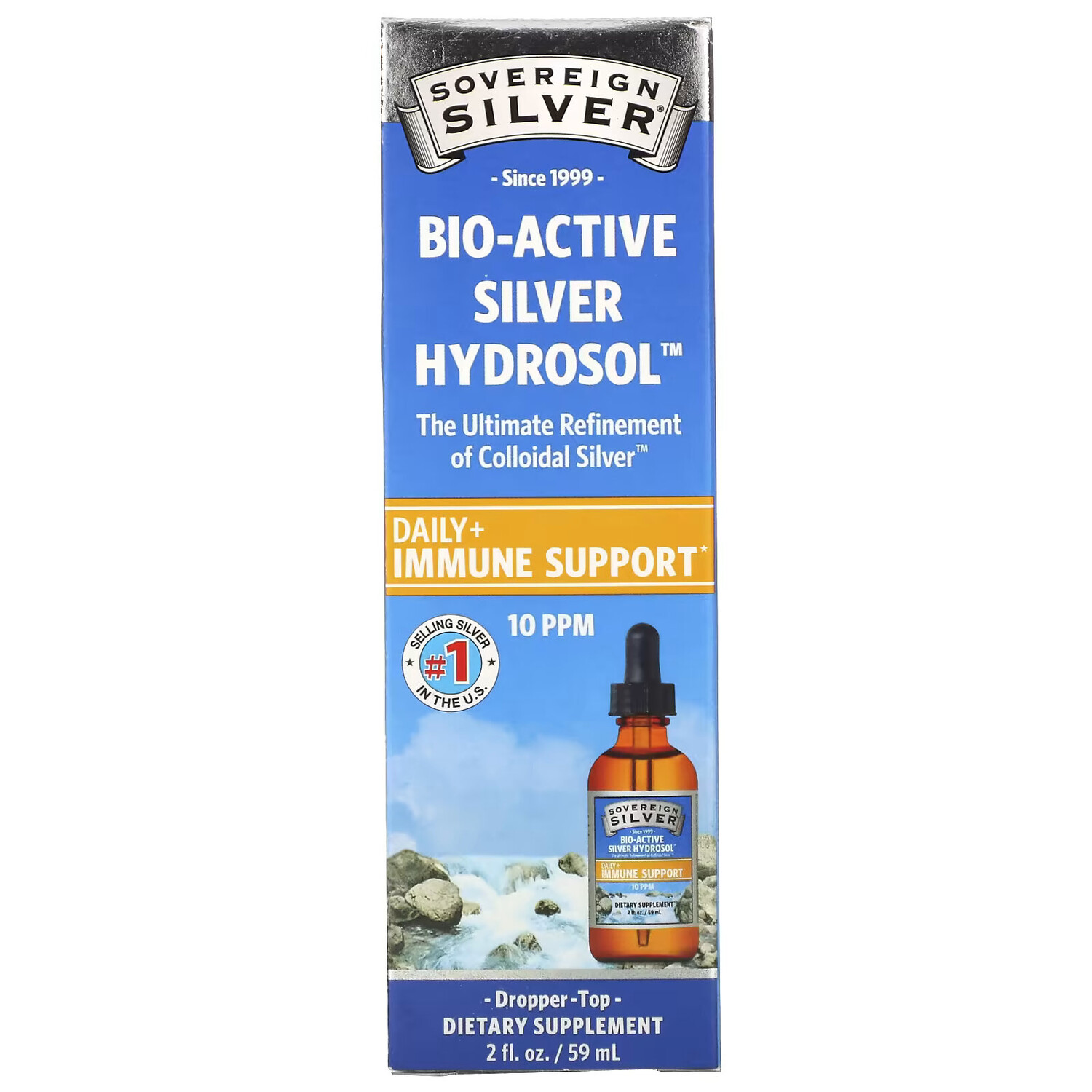 

Sovereign Silver, Bio-Active Silver Hydrosol с капельным дозатором, ежедневная и иммунная поддержка, 10 ч/млн, 59 мл (2 жидких унции)