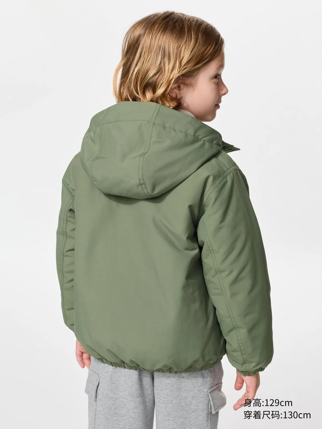 Детская утепленная куртка с капюшоном Uniqlo, темно-бежевый — фото 4
