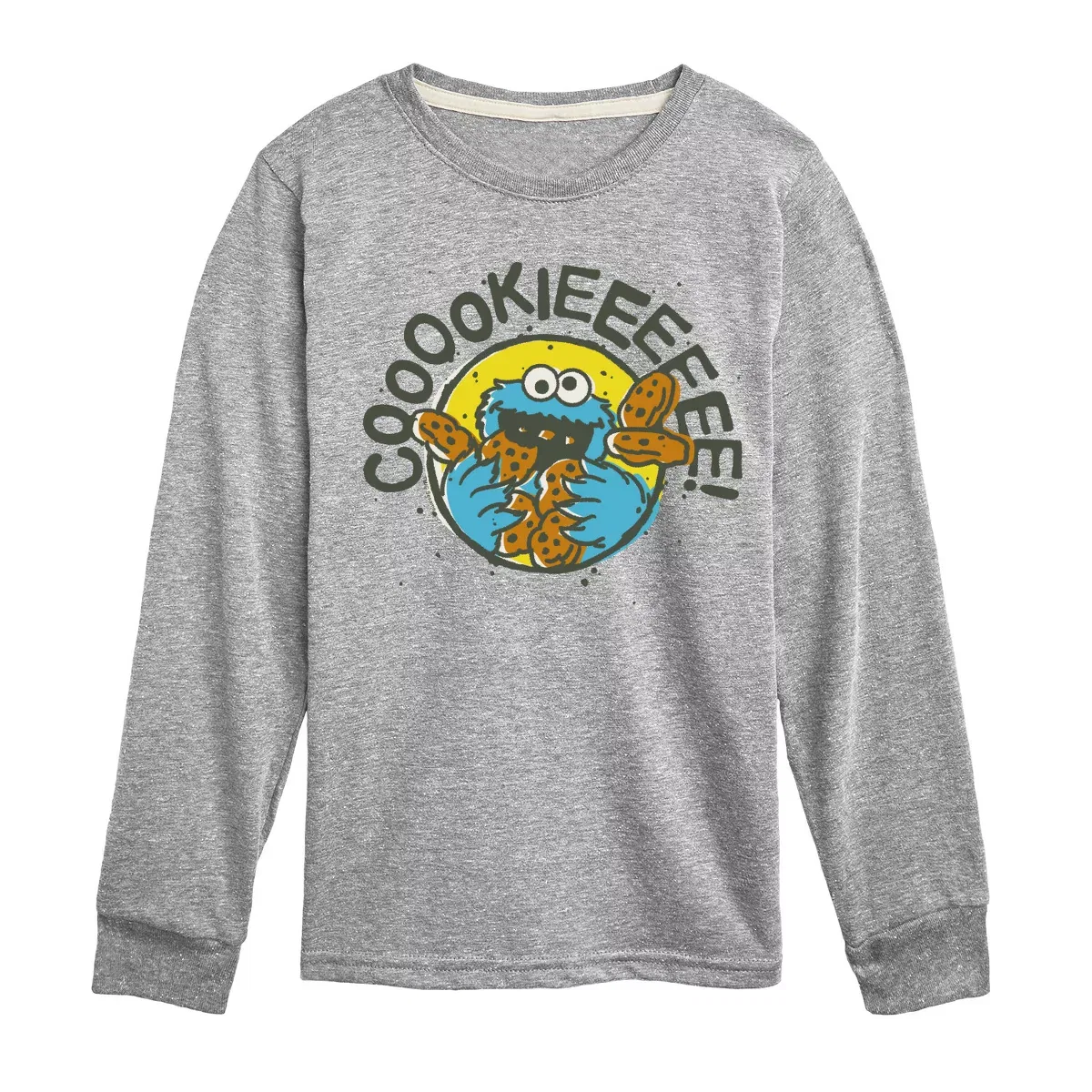 Детское лонгслив с принтом Cooookieeeeee Sesame Street, Athletic Heather