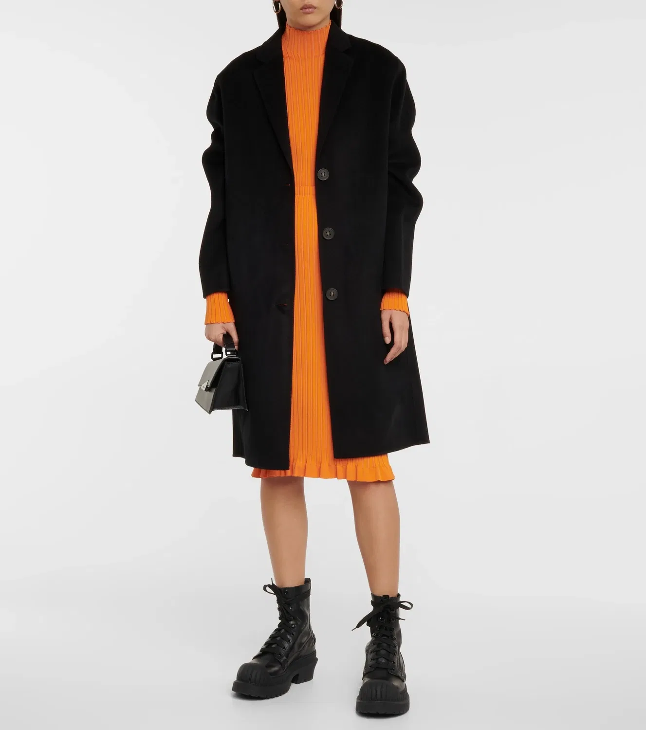 Трикотажная юбка миди в рубчик Acne Studios, оранжевый — фото 2