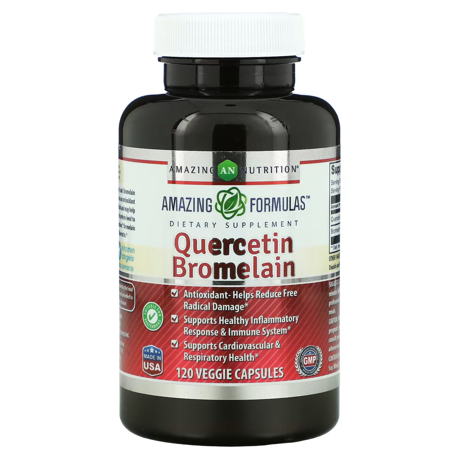 

Amazing Nutrition, Кверцетин бромелайн, 120 растительных капсул