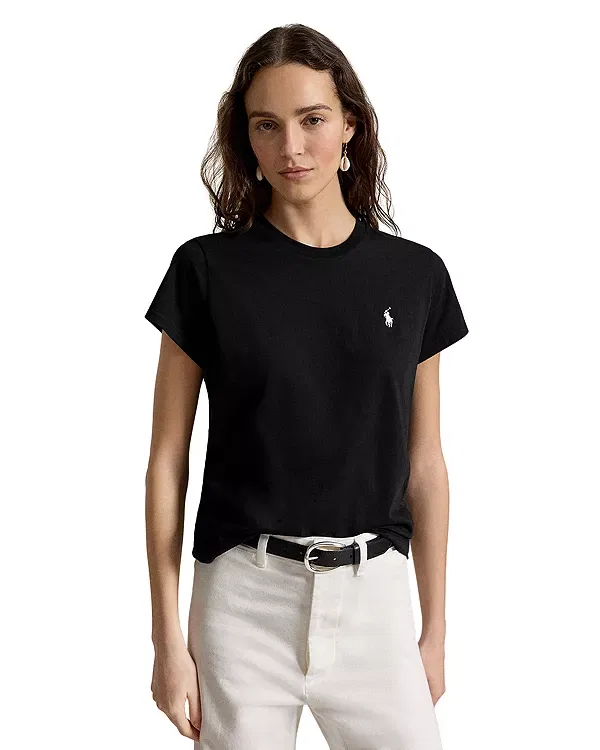 Женская футболка с круглым вырезом Classic Fit Cotton Jersey Crewneck Tee Ralph Lauren, черный