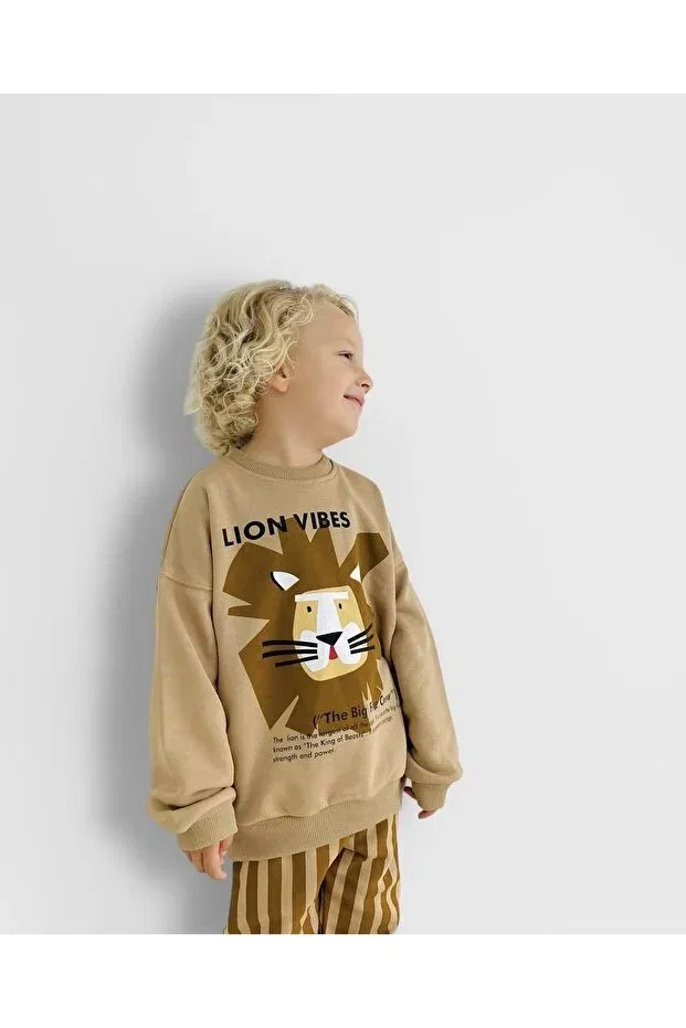 Детский спортивный костюм для девочек с принтом Lion Hulohoopbaby, Brown — фото 3