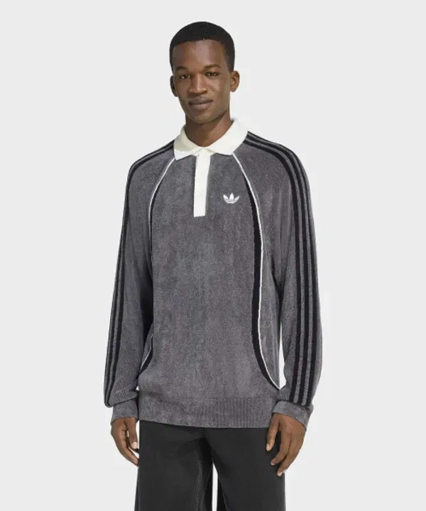 Поло с принтом, ретро, Adidas, серый