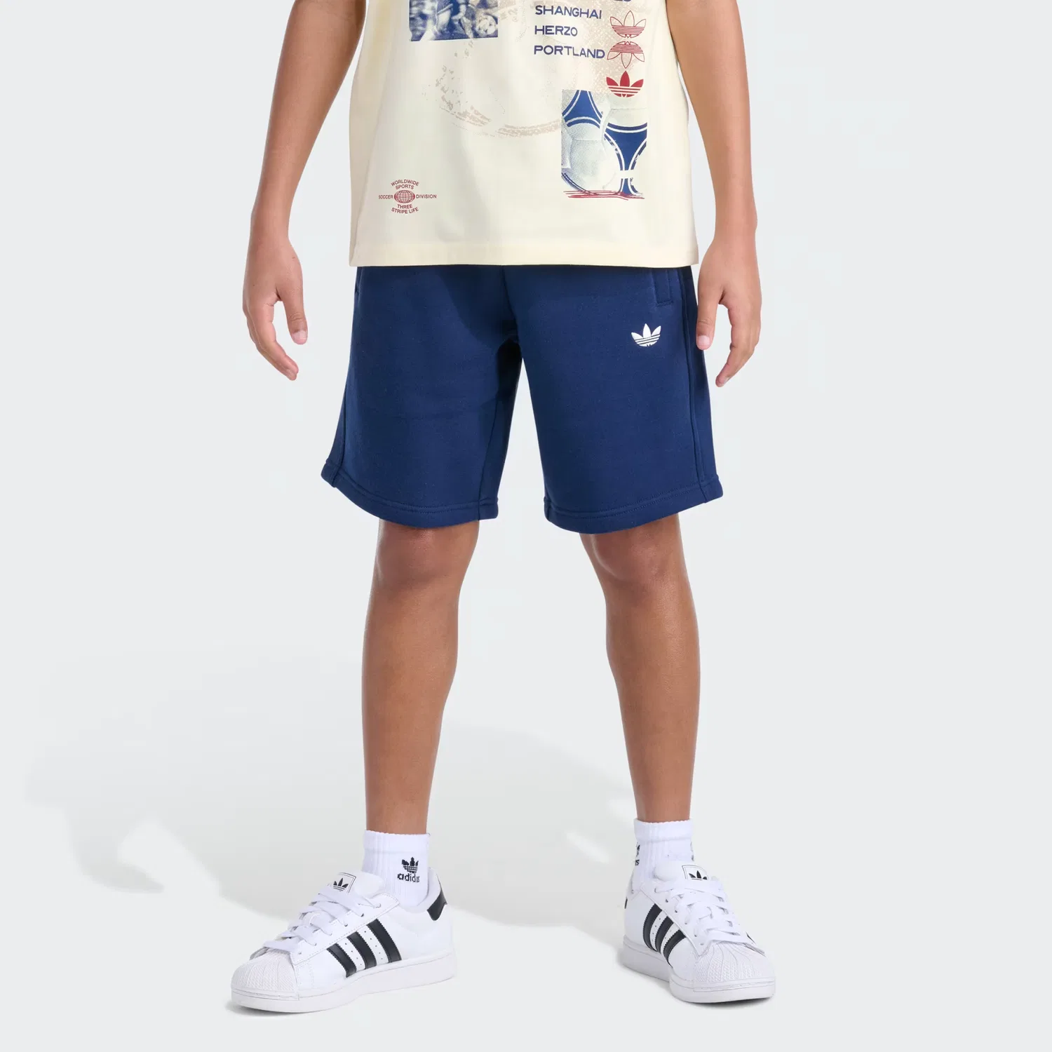 Детские шорты на флисовой подкладке Elastic Waistband Essentials Adidas Originals, темно-синий