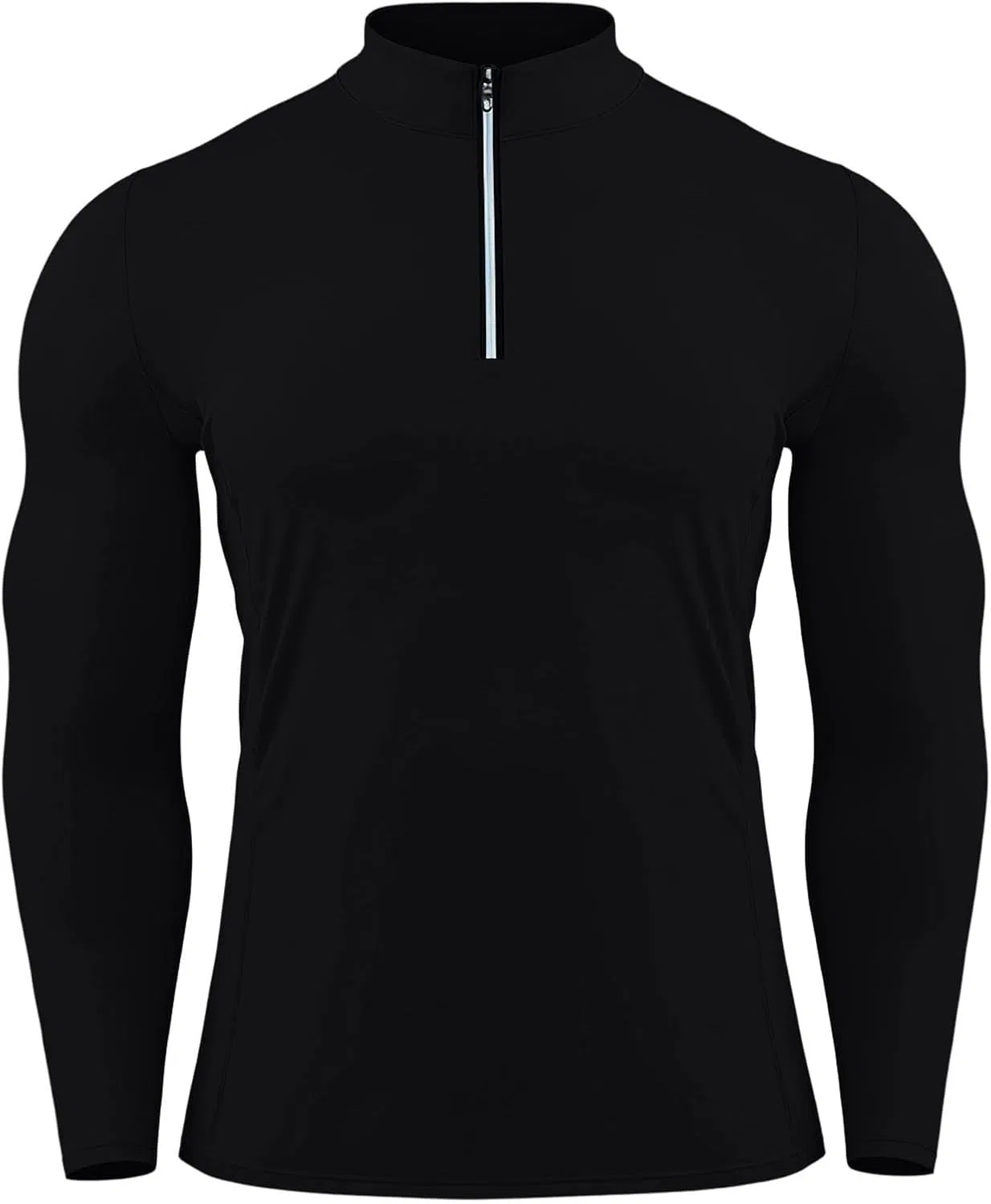 Мужская футболка с длинным рукавом, Quarter Zip, чёрный