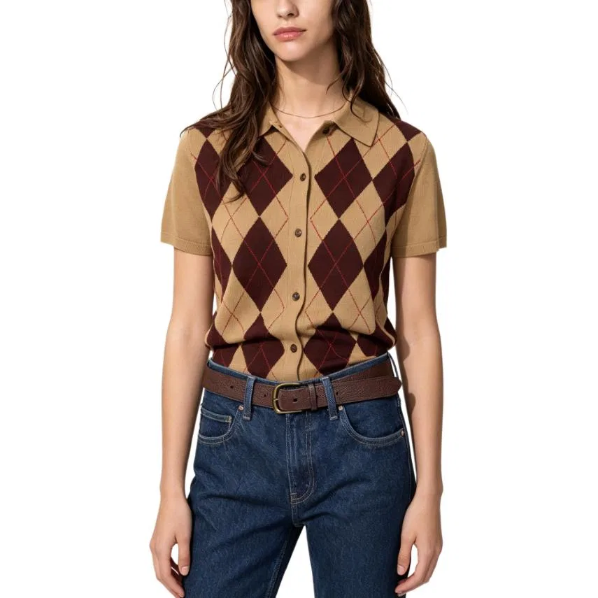 Женский свитер с лацканами Brown UNIQLO, Brown