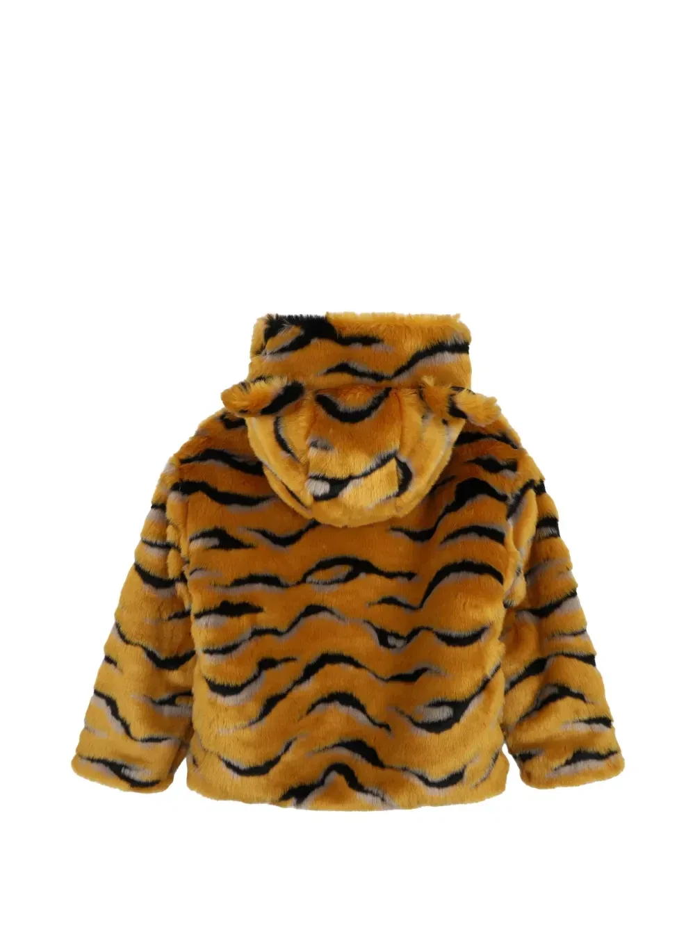 Худи из искусственного меха с тигровым принтом Kenzo Kids, оранжевый — фото 2