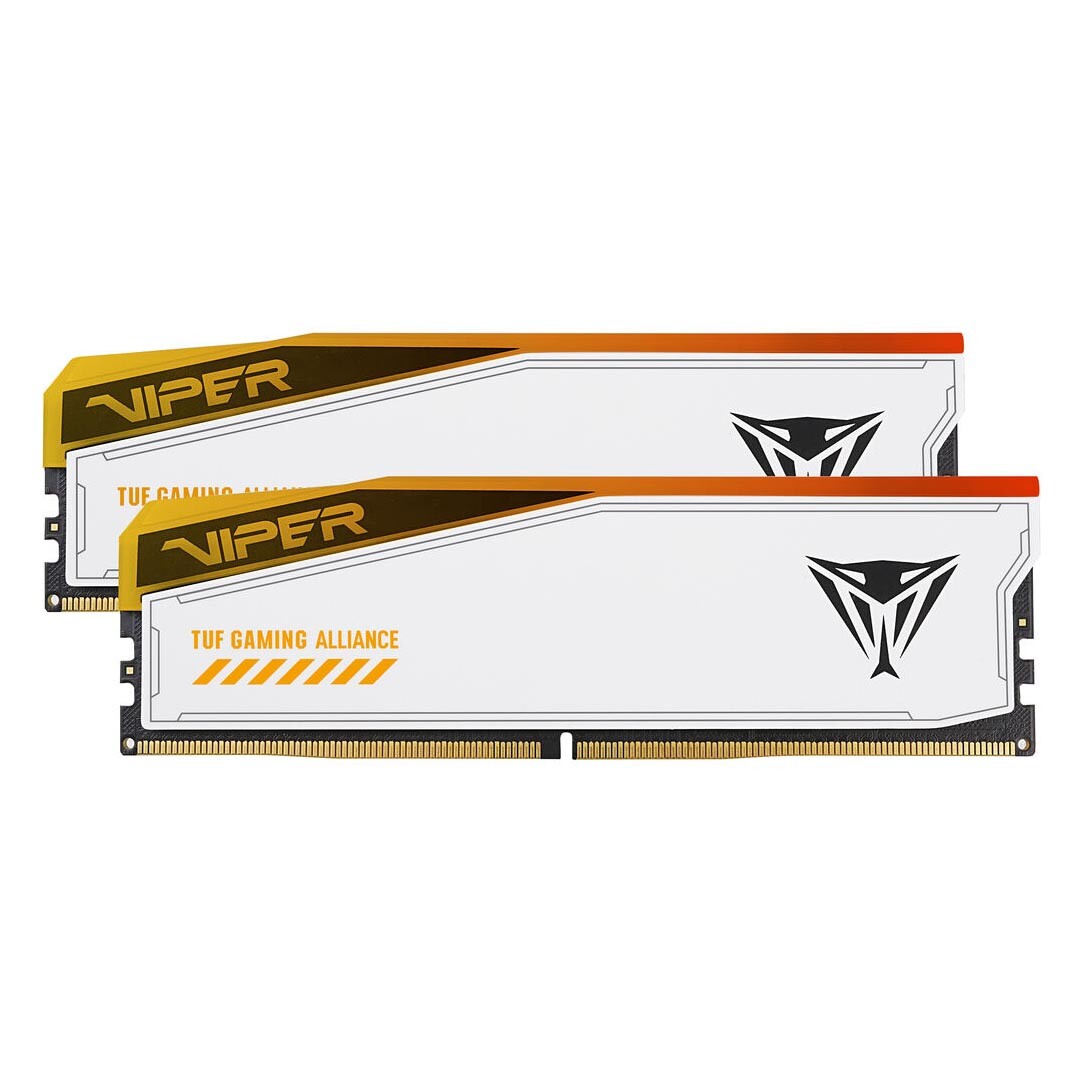

Оперативная память Patriot Viper Elite 5 TUF Gaming Alliance 32 Гб (2 x 16 Гб), DDR5, 6600 МГц, PVER532G66C34KT, белый