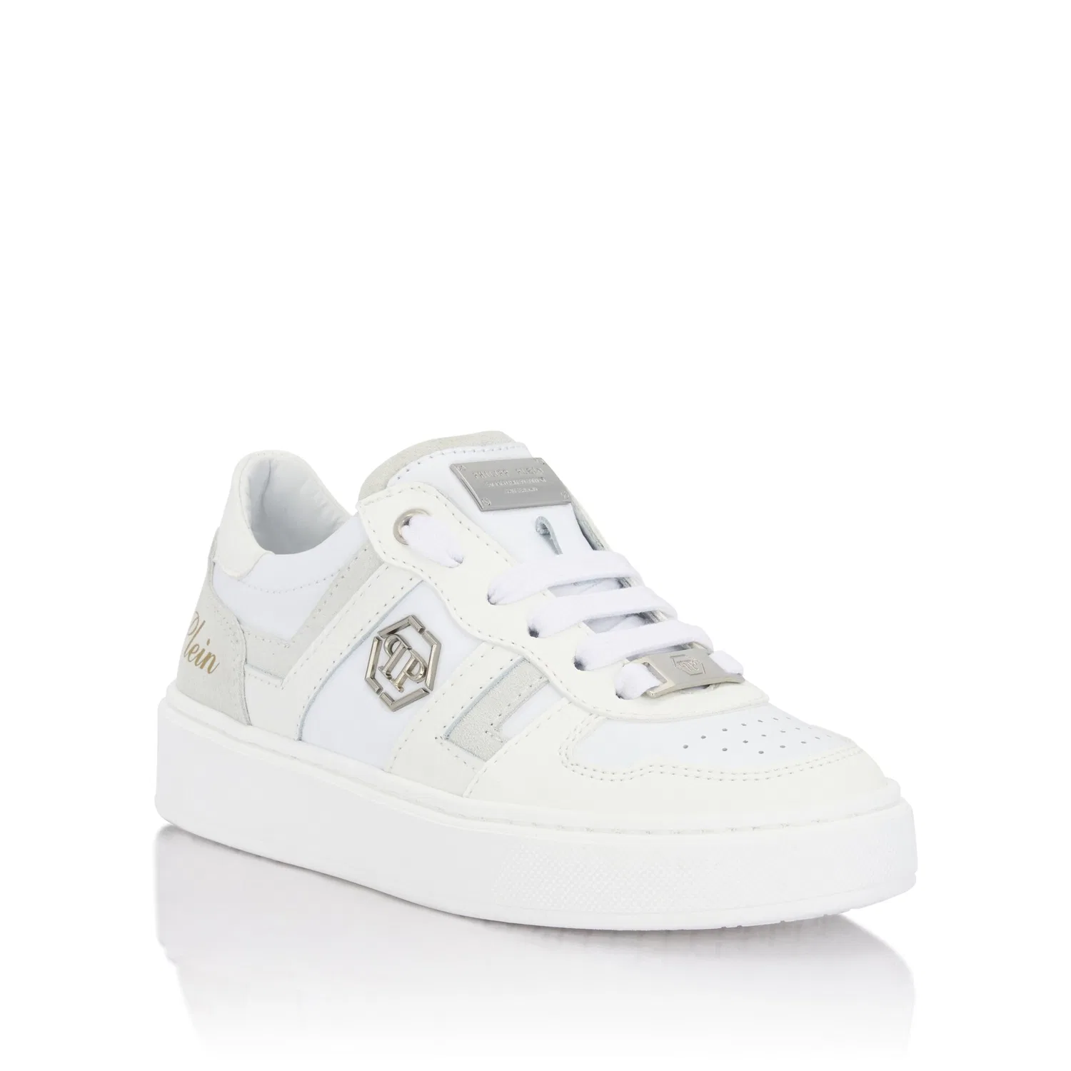 Детские кроссовки на шнуровке Philipp Plein, White — фото 3