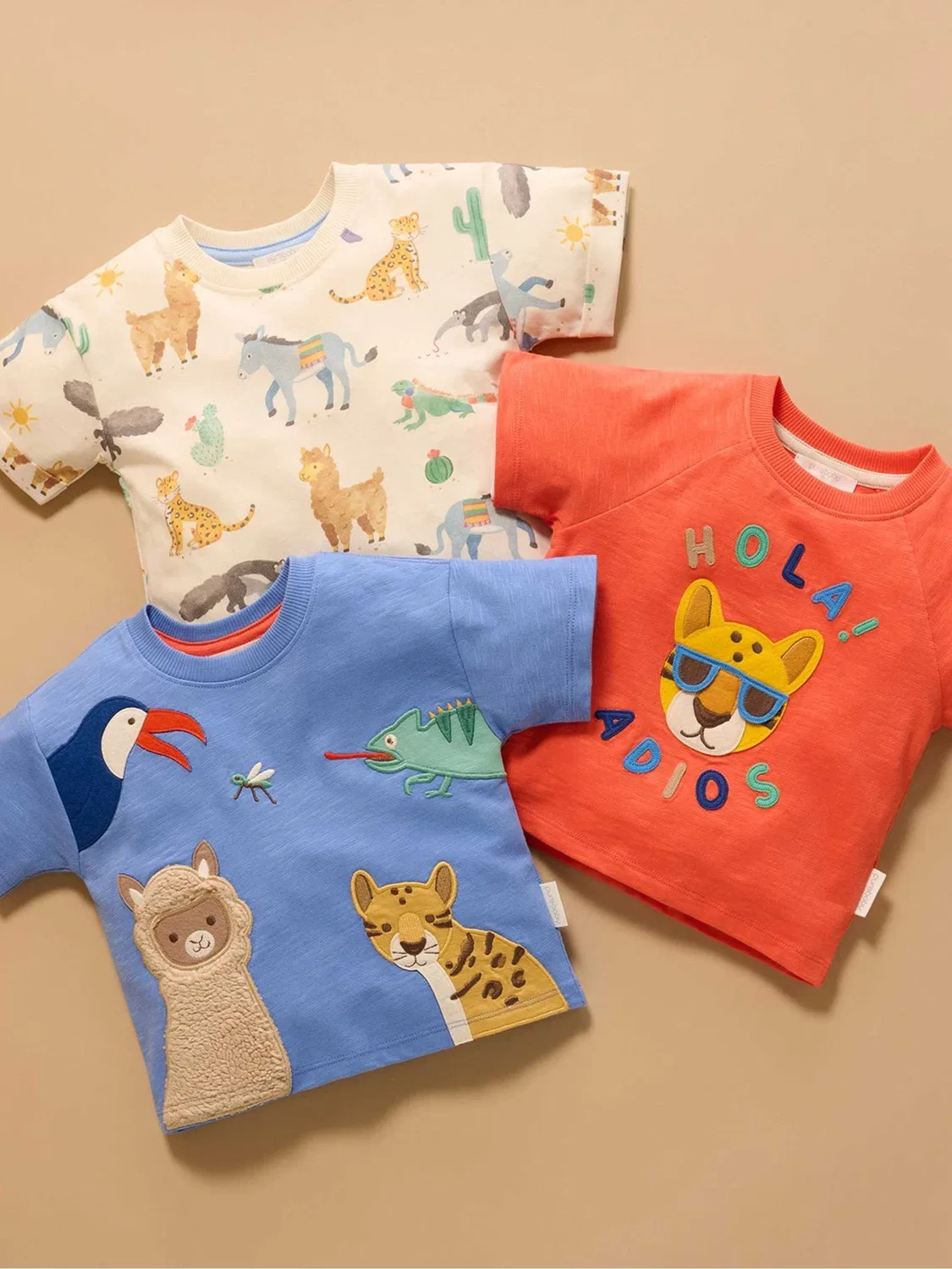 Футболка с принтом животных, Relaxed Fit Purebaby, синий — фото 2