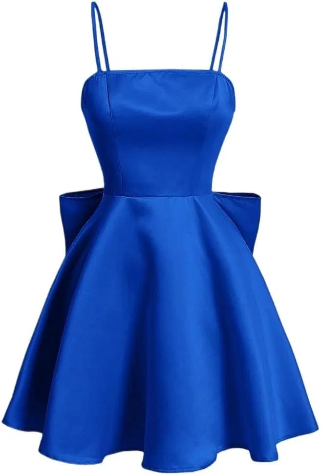 Женское повседневное платье на тонких бретелях с бантом на спине, Royal Blue