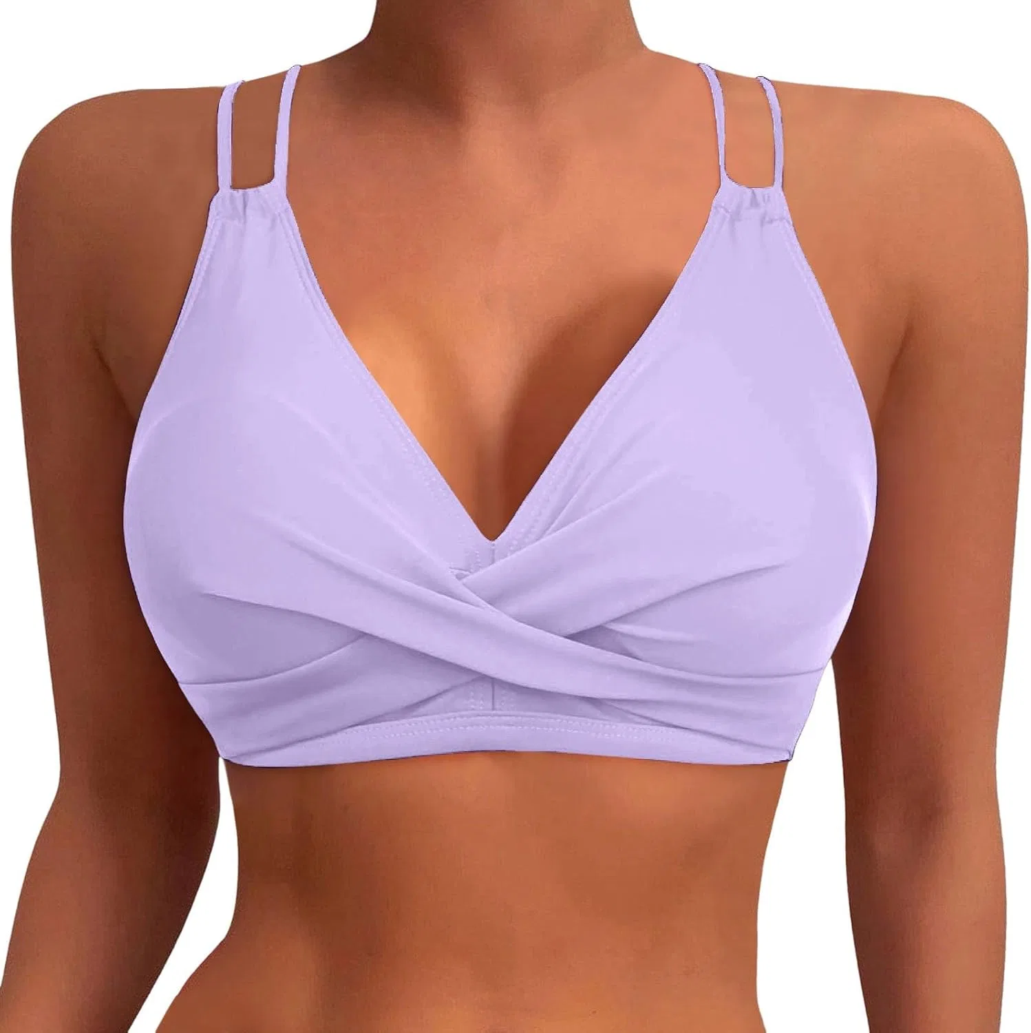 Женский бикини-топ халтер с пуш-ап Wide Straps, Light Purple