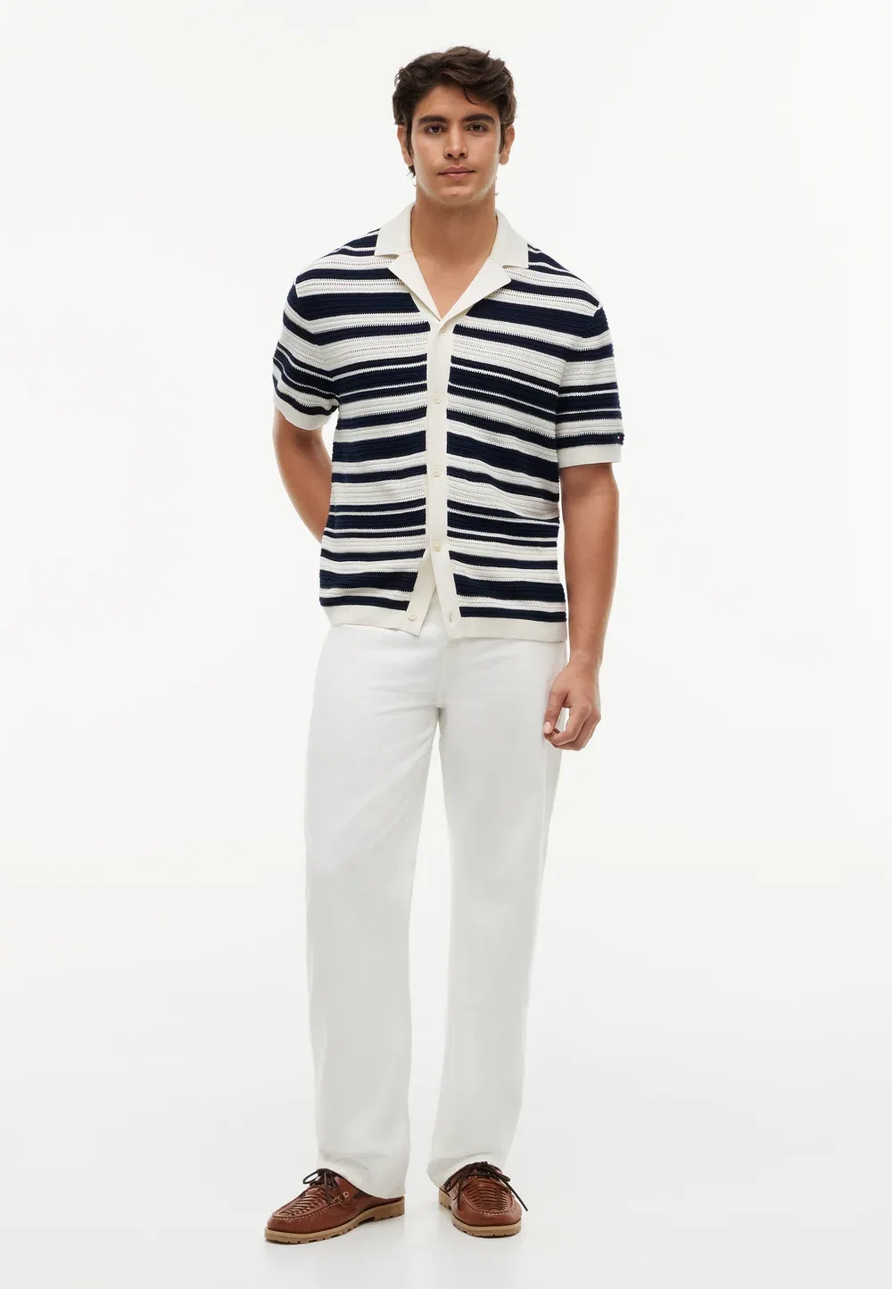 Рубашка с бретонским морским наследием Tommy Hilfiger, Ivory Petal/Carbon Navy — фото 2