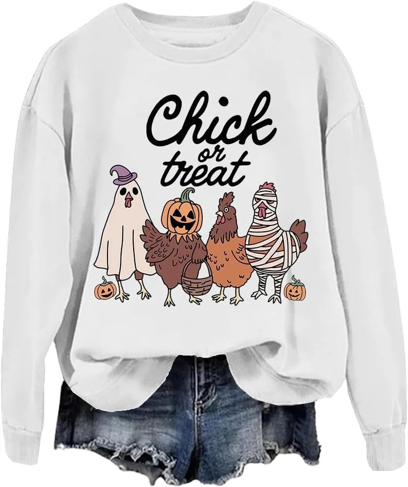 

Свитшот Chick Or Treat с принтом Halloween Ghost Chicken FITKEYS