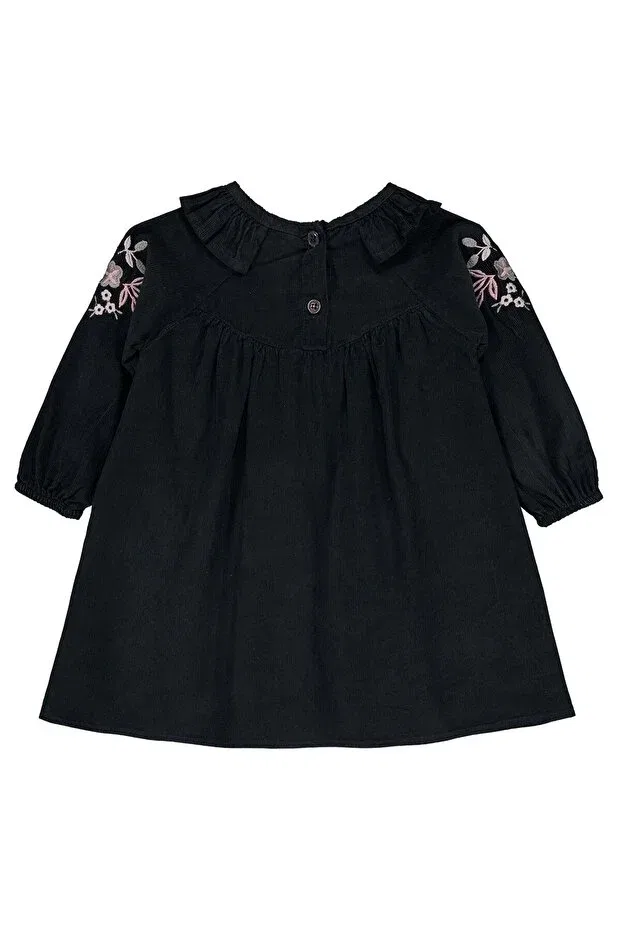 Детское платье для девочек с длинным рукавом Embroidered collar dress Civil Baby, Anthracite — фото 3