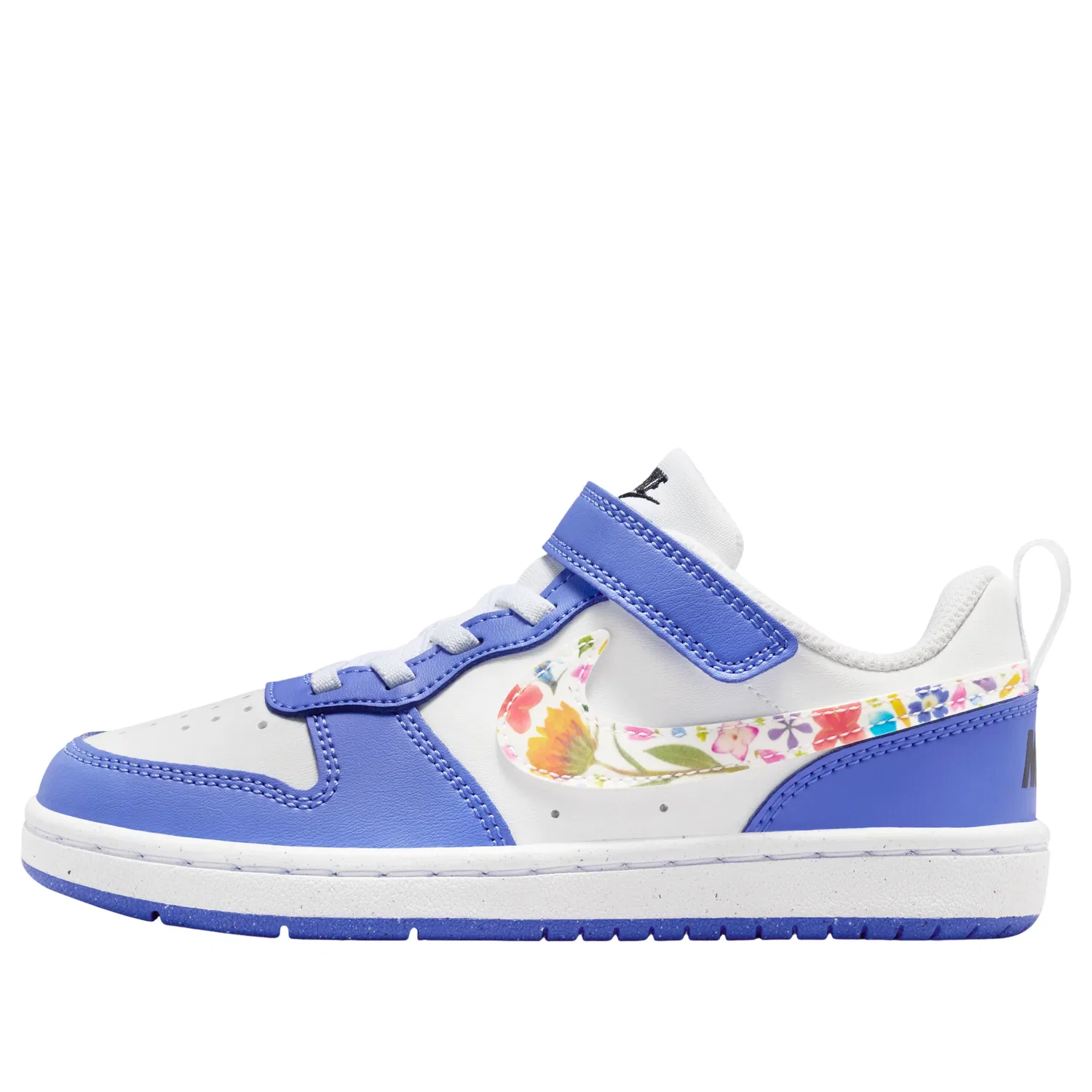 Детские кроссовки с синтетическим верхом Court Borough Low FL 'White Sapphire Black' Nike, White/Sapphire/Black