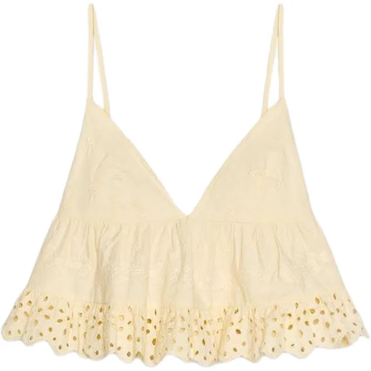 Женский топ-майка без бретелек V-образным вырезом, Cream, ZARA