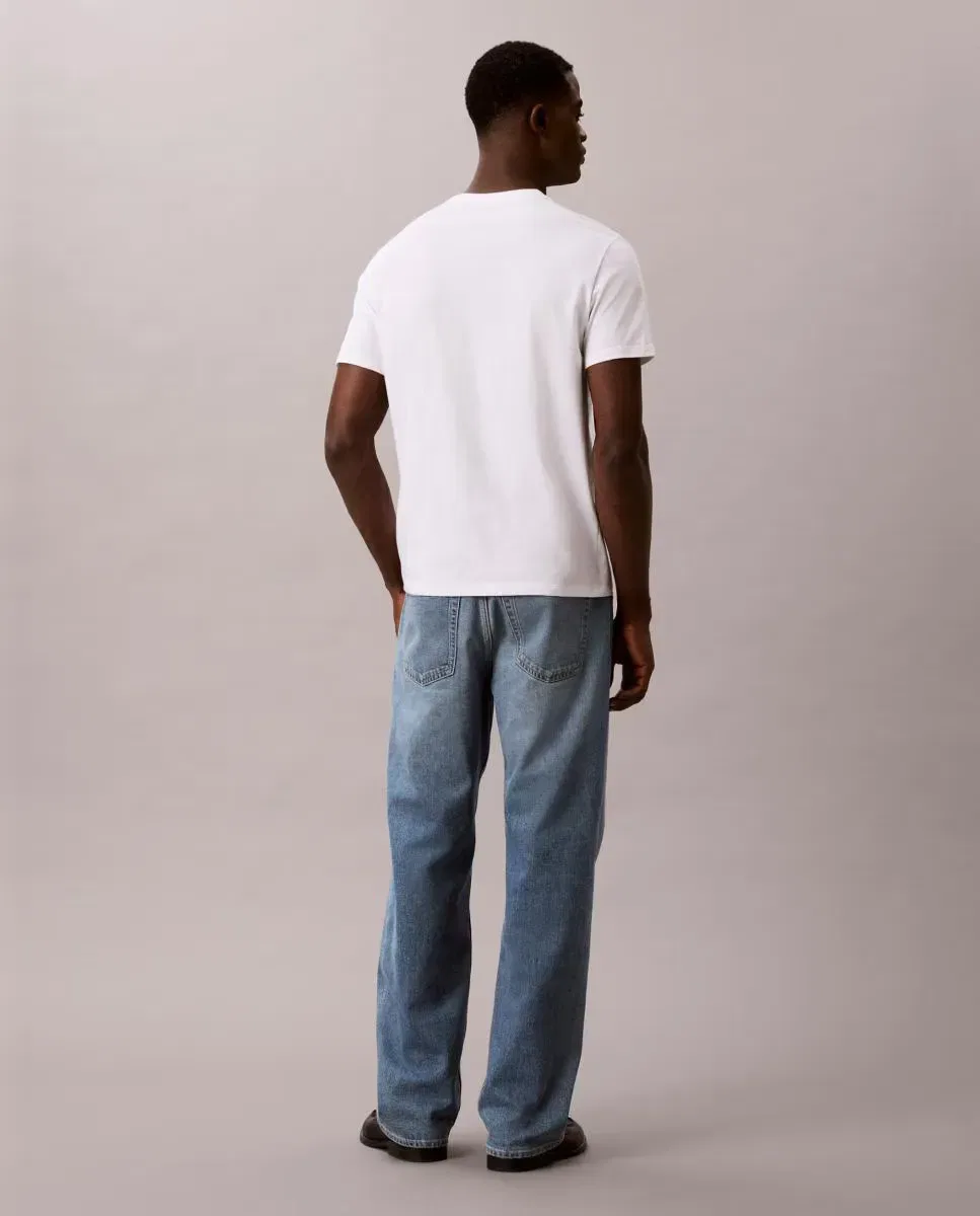 Мужская футболка хлопковая с логотипом Calvin Klein, Белый — фото 2