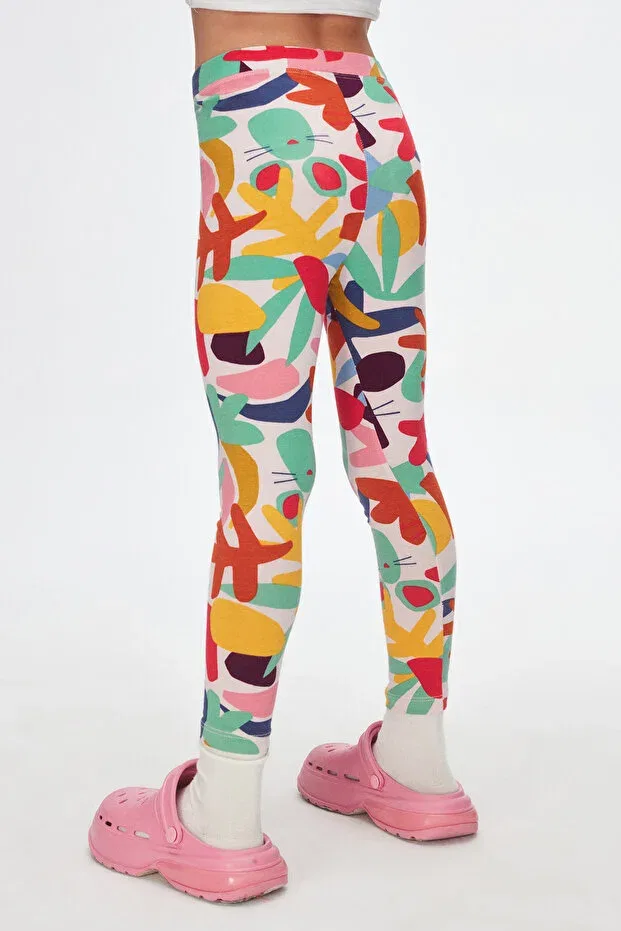 Детские леггинсы для девочек с принтом Cutouts foliage summer patterned tights Lovetti, Patterned — фото 3
