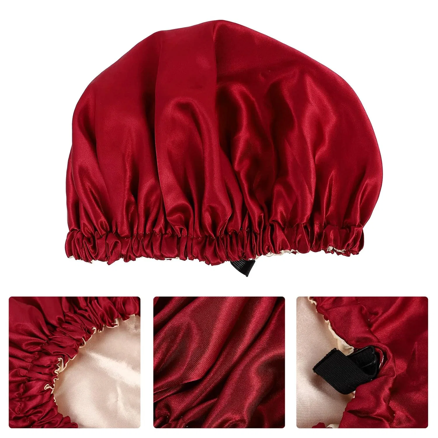 Шапочка для душа Satin, 3 шт, Minkissy, Wine Red — фото 2