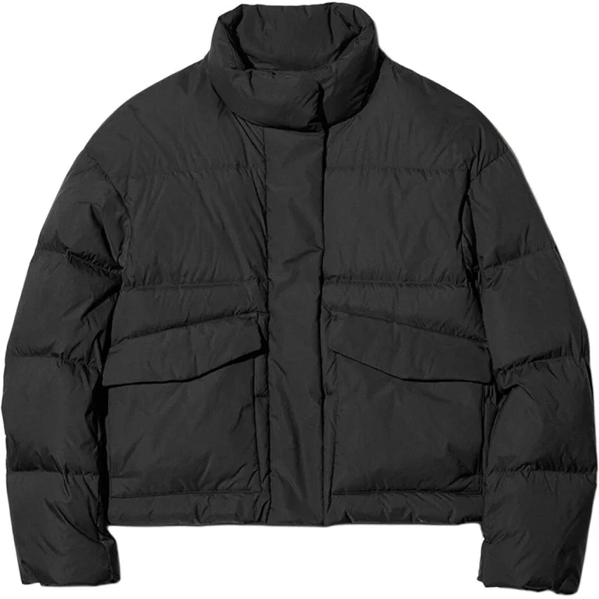 Женский пуховик с воротником-стойкой Black UNIQLO, Черный