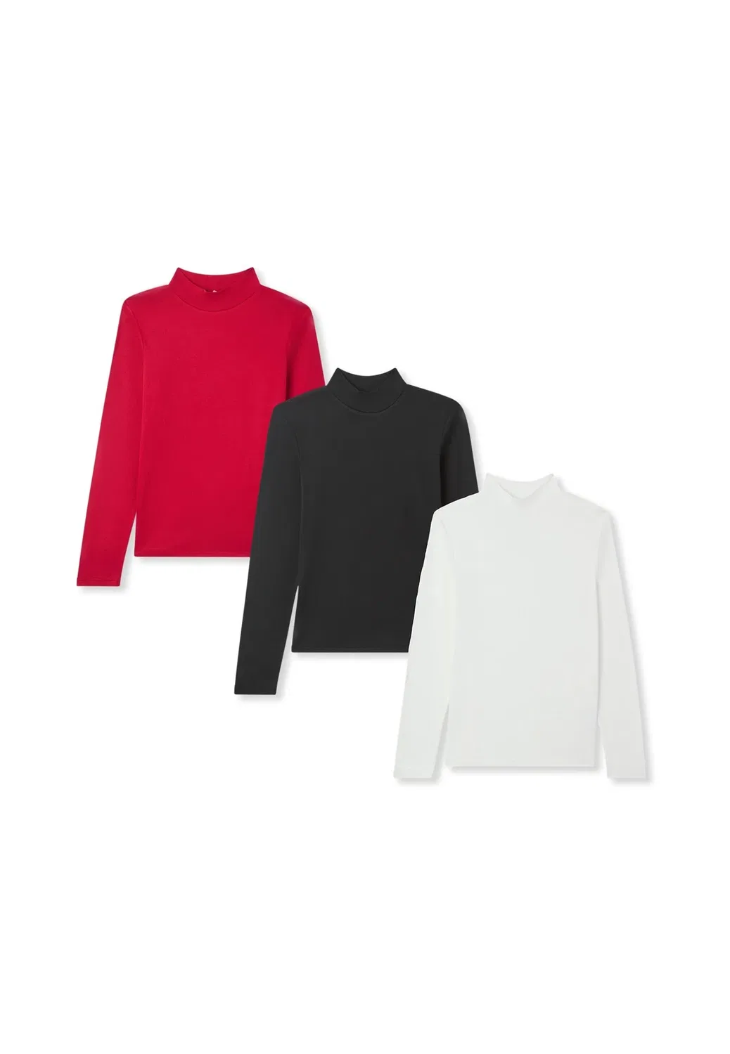Pack 3 maglie lupetto atinta unita - топ с длинными рукавами Terranova, Bianco/Rosso/Nero — фото 4
