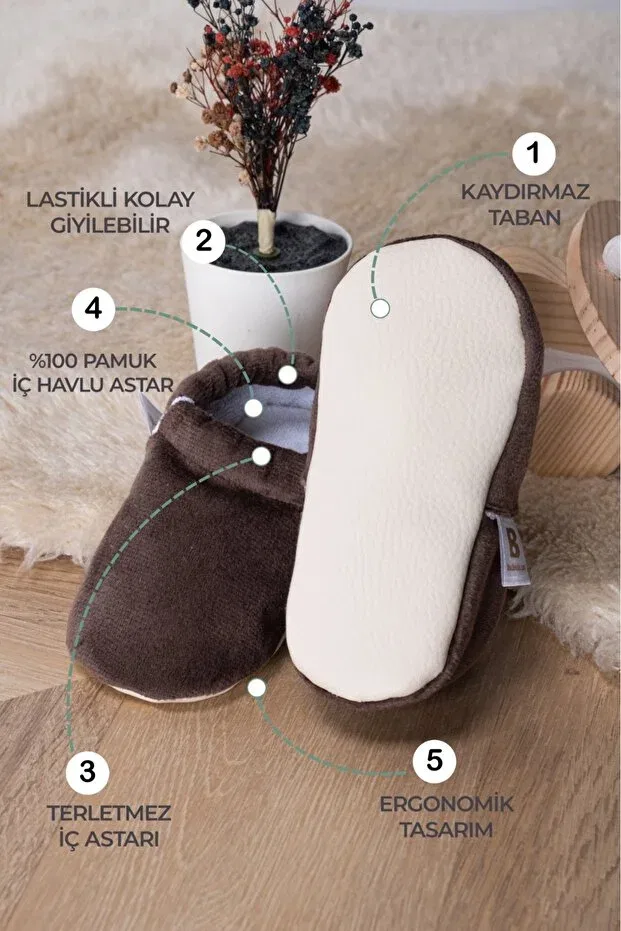 Детские пинетки для новорожденных с антискользящей подошвой Buude Kids, Brown