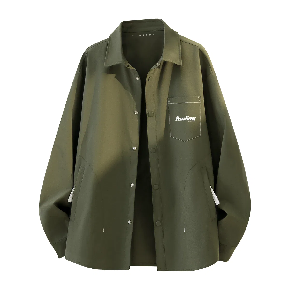 Детская рубашка в стиле милитари Tonlion, Цвет: zipper pocket Military green (tn American-style Tang Lion white chest badge)