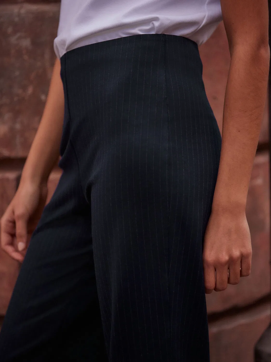 Брюки с широкими штанинами, утягивающие Next, Navy Blue Pinstripe — фото 4
